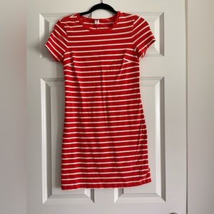 Orange/White Striped T-Shirt Dress